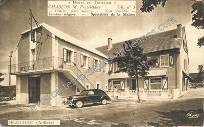 Carte postale ancienne HOTEL DU TOURISME — Mézilhac (Ardèche)