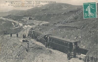 Carte postale ancienne Ligne pittoresque du Chemin de Fer LE POUZIN-AUBENAS Après le Col — Le Pouzin (Ardèche)