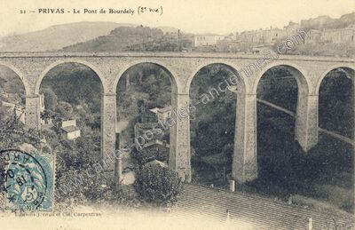 Carte postale ancienne Le Pont de Bourdely — Privas (Ardèche)