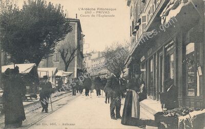 Carte postale ancienne Cours de l'Esplanade — Privas (Ardèche)