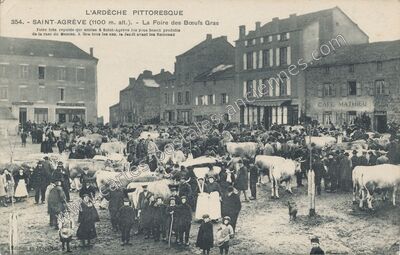 Carte postale ancienne La Foire des Bœufs Gras — Saint-Agrève (Ardèche)