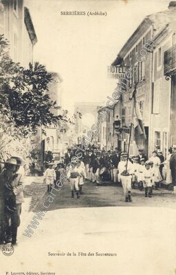 Carte postale ancienne Souvenir de la Fête des Sauveteurs — Serrières (Ardèche)