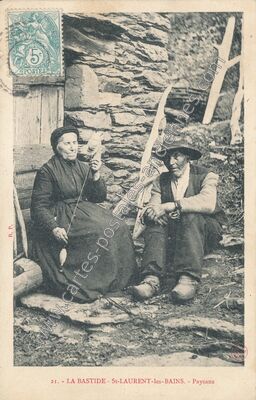 Carte postale ancienne La Bastide - Paysans — Saint-Laurent-les-Bains (Ardèche)