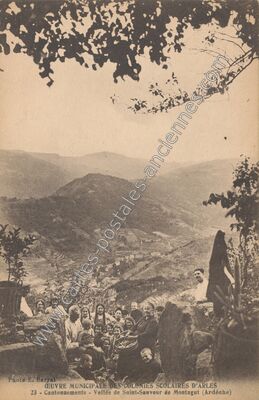 Carte postale ancienne Œuvre municipale des colonies scolaires — Saint-Michel-de-Chabrillanoux (Ardèche)
