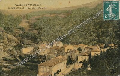 Carte postale ancienne L'Ardèche pittoresque - Vue de la Placette — Saint-Pierreville (Ardèche)