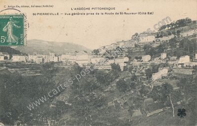 Carte postale ancienne L'Ardèche pittoresque, Vue générale prise de la Route de St-Sauveur (Côté Est) — Saint-Pierreville (Ardèche)