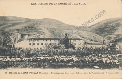 Carte postale ancienne Les Usines de la Société, la Soie — Saint-Privat (Ardèche)