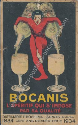 Carte postale ancienne BOCANIS, L'APÉRITIF QUI S'IMPOSE PAR SA QUALITÉ — Sarras (Ardèche)