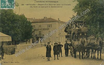 Carte postale ancienne L'Ardèche Pittoresque - Départ d'un Courrier pour La Louvesc — Satillieu (Ardèche)