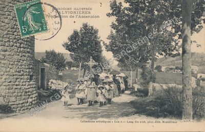 Carte postale ancienne Procession de l'Ascension — Valvignères (Ardèche)