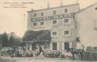 Carte postale ancienne L'Hôtel MARY — Vanosc (Ardèche)
