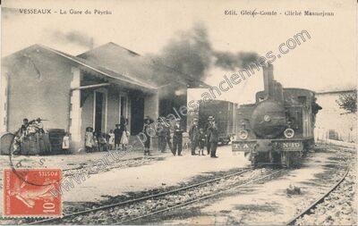 Carte postale ancienne La Gare du Péyrâu — Vesseaux (Ardèche)