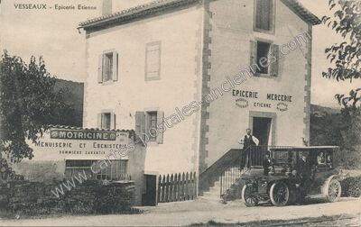 Carte postale ancienne Epicerie Etienne — Vesseaux (Ardèche)