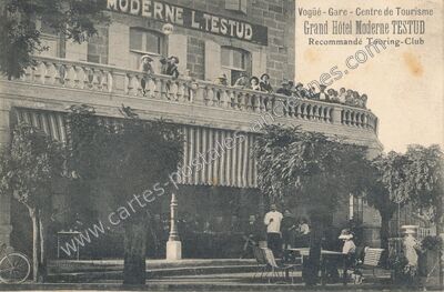 Carte postale ancienne Grand Hôtel Moderne TESTUD — Vogüé (Ardèche)