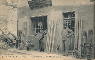 Carte postale ancienne Zinguerie Jean Gachet Plomberie Pompes Ferblanterie Articles Funéraires Vitrerie — La Voulte-sur-Rhône (Ardèche)
