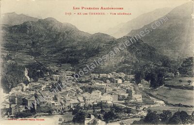 Carte postale ancienne Vue générale — Ax-les-Thermes (Ariège)