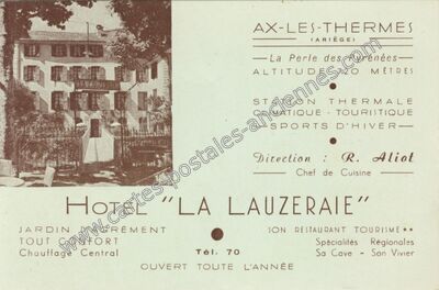 Carte postale ancienne Hôtel "La Lauzeraie — Ax-les-Thermes (Ariège)