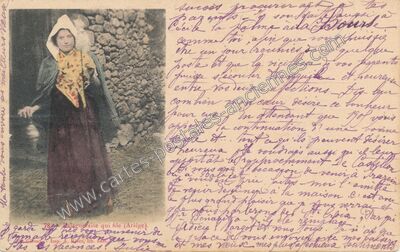 Carte postale ancienne Palaguèreaise qui file — Balaguères (Ariège)