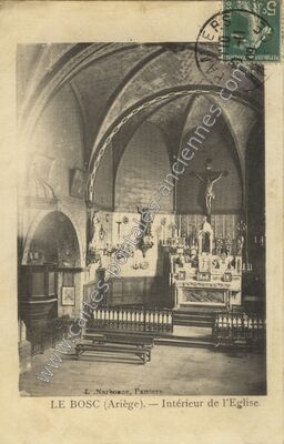 Carte postale ancienne Intérieur de l'Eglise — Le Bosc (Ariège)
