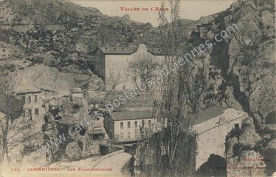 Carte postale ancienne Les Établissements — Carcanières (Ariège)