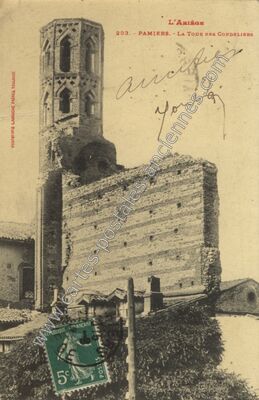 Carte postale ancienne La Tour des Cordeliers — Pamiers (Ariège)