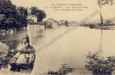 Carte postale ancienne Les Pyrénées Ariègeoises - Les bords du Salat. Usine électrique de l'Aria — Saint-Girons (Ariège)