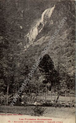 Carte postale ancienne Cascade d'Orlu — Orlu (Ariège)