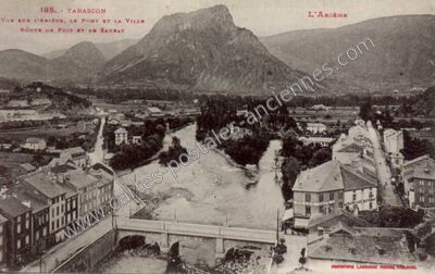 Carte postale ancienne Vue sur l'Ariège, le pont et la ville — Tarascon-sur-Ariège (Ariège)