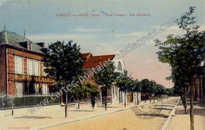 Carte postale ancienne Éden Cinéma - Rue Gambetta — Romilly-sur-Seine (Aube)