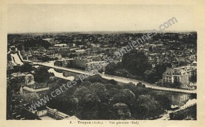 Carte postale ancienne Vue générale (Sud) — Troyes (Aube)