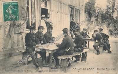 Carte postale ancienne Café des Ardennes — Mailly-le-Camp (Aube)