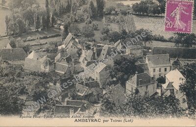 Carte postale ancienne Epicerie Fizes - Photo Bachellerie Aubin, Avegron — Ambeyrac (Aveyron)