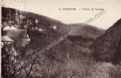 Carte postale ancienne Vallée de Louche — Conques (Aveyron)
