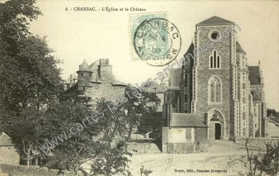 Carte postale ancienne L'Église et le Château — Cransac (Aveyron)