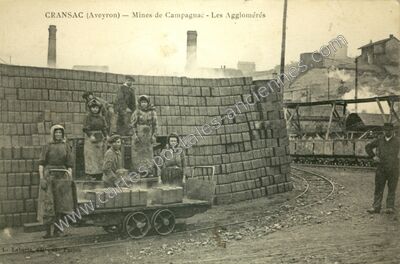 Carte postale ancienne Mines de Campagnac - Les Agglomérés — Cransac (Aveyron)