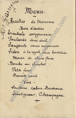 Carte postale ancienne Menu — Decazeville (Aveyron)