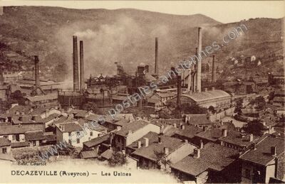 Carte postale ancienne Les Usines — Decazeville (Aveyron)