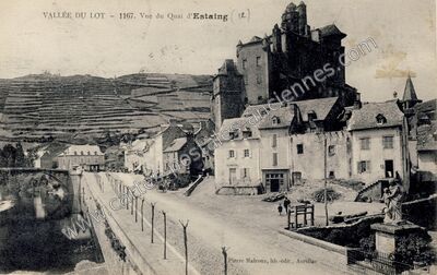 Carte postale ancienne Vue du Quai d'Estaing — Estaing (Aveyron)