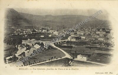 Carte postale ancienne Vue Générale, Jonction du Tarn et de la Dourbie — Millau (Aveyron)