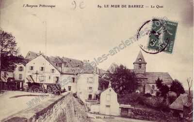 Carte postale ancienne Le Quai — Mur-de-Barrez (Aveyron)