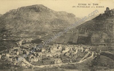 Carte postale ancienne Peyreleau et le Rozier — Peyreleau (Aveyron)