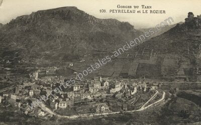 Carte postale ancienne Peyreleau et le Rozier — Peyreleau (Aveyron)