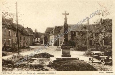 Carte postale ancienne Route de Carmaux-Decazeville — Privezac (Aveyron)