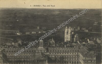 Carte postale ancienne Vue côté Nord — Rodez (Aveyron)
