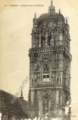 Carte postale ancienne Clocher de la Cathédrale — Rodez (Aveyron)