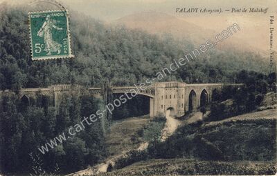 Carte postale ancienne Pont de Malakoff — Valady (Aveyron)