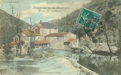 Carte postale ancienne Moulin des Chartreux — Villefranche-de-Rouergue (Aveyron)