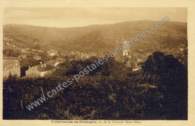 Carte postale ancienne Vu de la Clinique Saint-Alain — Villefranche-de-Rouergue (Aveyron)