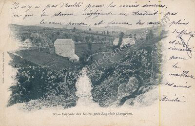 Carte postale ancienne Cascade des Oules — Laguiole (Aveyron)