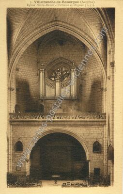 Carte postale ancienne Eglise Notre-Dame - Tribune et Orgues — Villefranche-de-Rouergue (Aveyron)